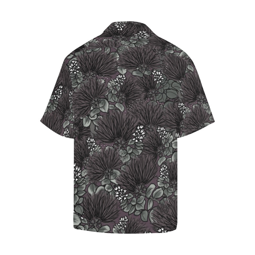 'Ohi'a Lehua Design Hawaiian Print Aloha Shirt - Purple Pink Background