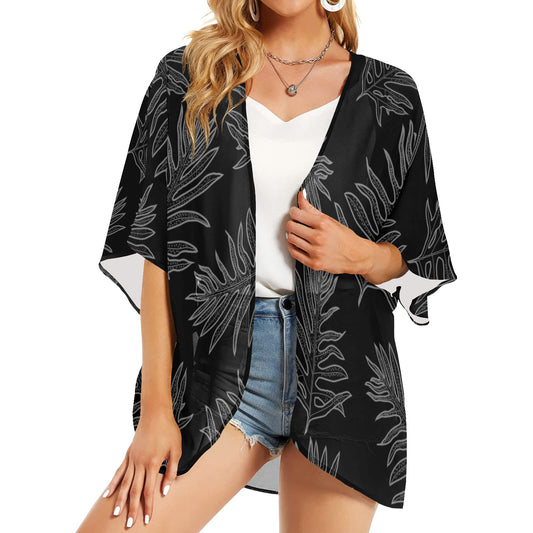 Laua'e Fern Hawaiian Print Kimono Short Women's Kimono Chiffon Cover Up