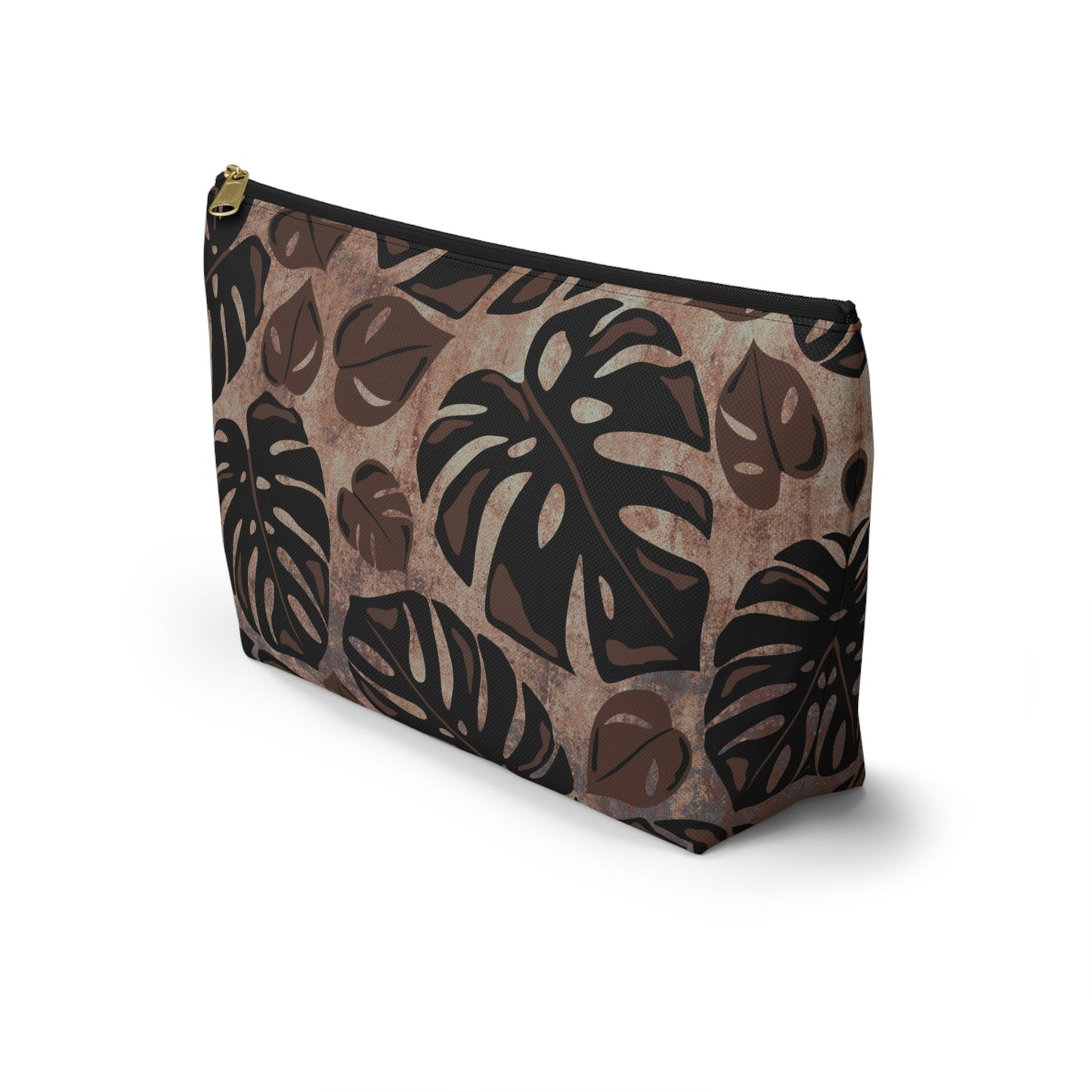 Monstera Watercolor Accessory Pouch with T-bottom