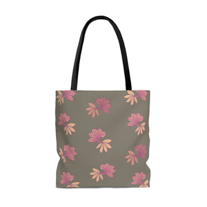 Naupaka Pua Tote Bag Pink & Taupe - Naupaka Kahakai and Naupaka Kuahiwi