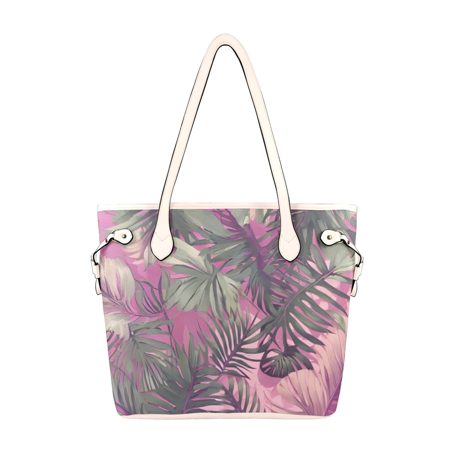 Hawaiian Tropical Print Pink Canvas Tote Bag