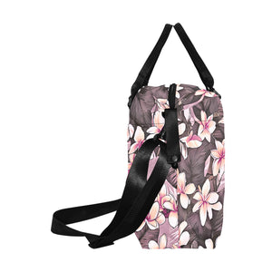 Plumeria Hawaiian Print Large Capacity Duffle Bag with Trolley Sleeve