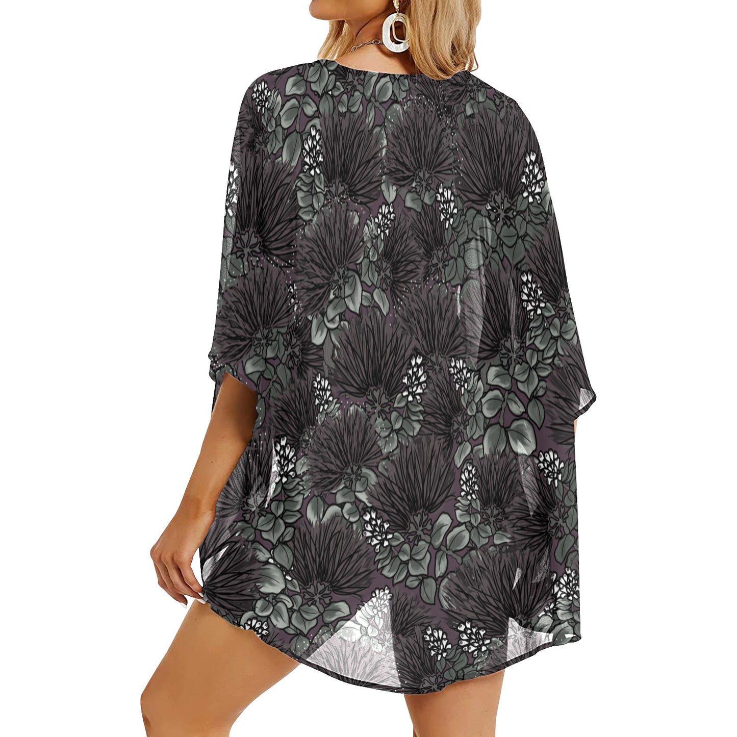 'Ohi'a Lehua Design Kimono Cover Up Women's Kimono Chiffon Cover Up