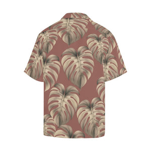 Mauve Monstera Hawaiian Print Men's Aloha Shirt
