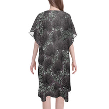 Load image into Gallery viewer, &#39;Ohi&#39;a Lehua Design Mid-Length Side Slit Kimono Coverup Mid-Length Side Slits Chiffon Cover Up