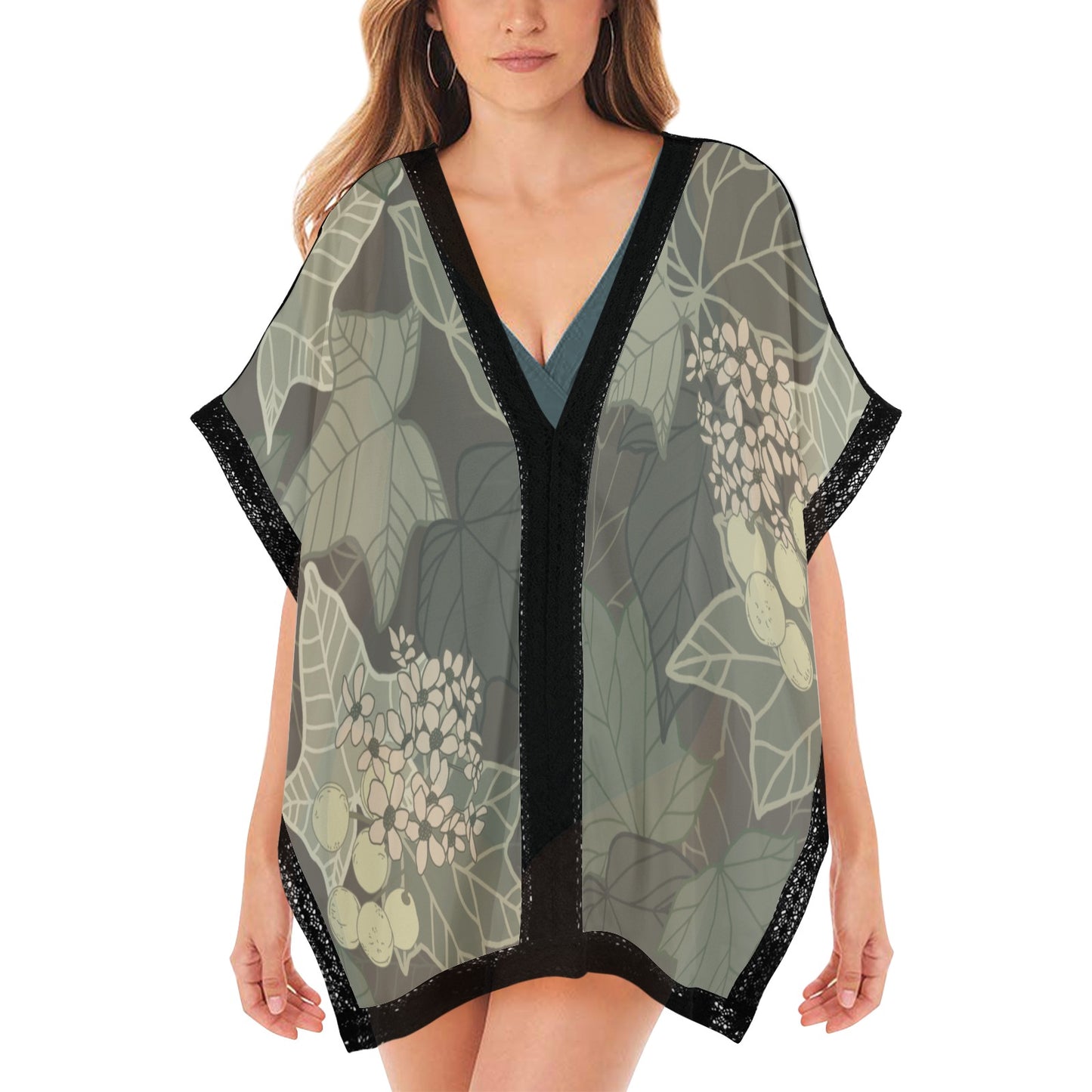 Kukui Nut Hawaiian Print Beach Cover Up (Candle Nut Women's Beach Cover Up)