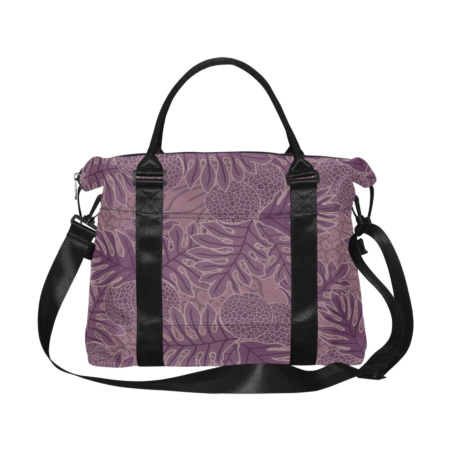 Ulu Breadfruit Hawaiian Print Duffle Bag with Luggage Sleeve - Purple