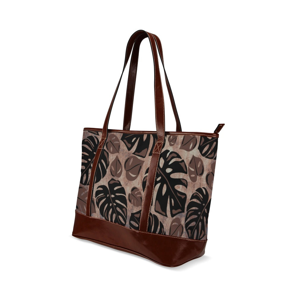 Kalo Taro Neutral Brown Watercolor Tote Bag Tote Handbag (Model 1642)