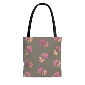 Naupaka Pua Tote Bag Pink & Taupe - Naupaka Kahakai and Naupaka Kuahiwi