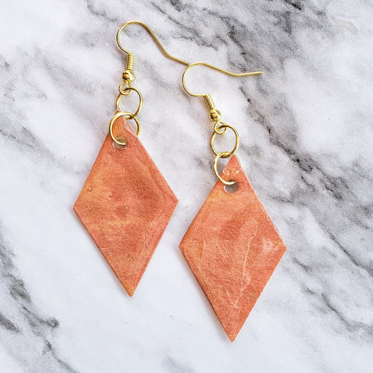 Handmade Watercolor Paper Earrings - Diamond Design