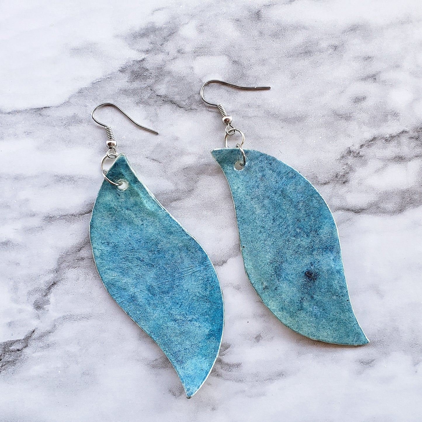 Handmade Watercolor Paper Earrings - Ocean Inspired Design