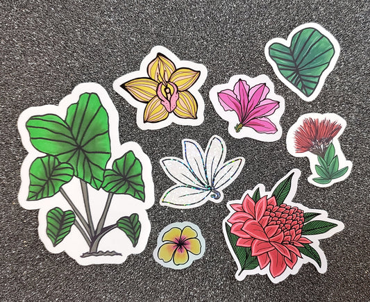 Hawaiian Tropical Flowers and Kalo Sticker Pack