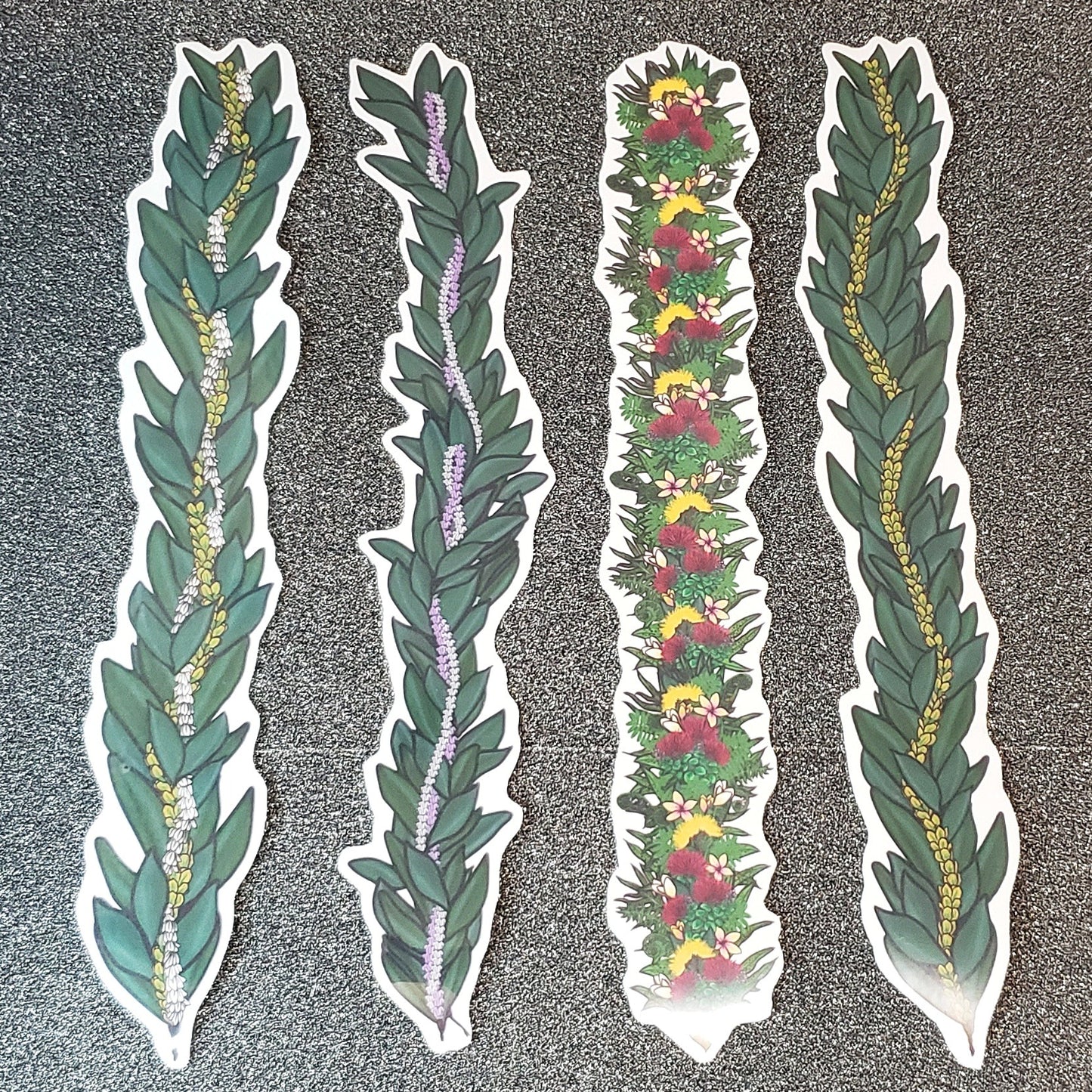 Lei Vinyl Sticker - You Choose:  Pakalana, Haku, Crown flower, Plumeria, Tuberose, Puakenikeni, Pikake - Hand-drawn, illustrated designs.