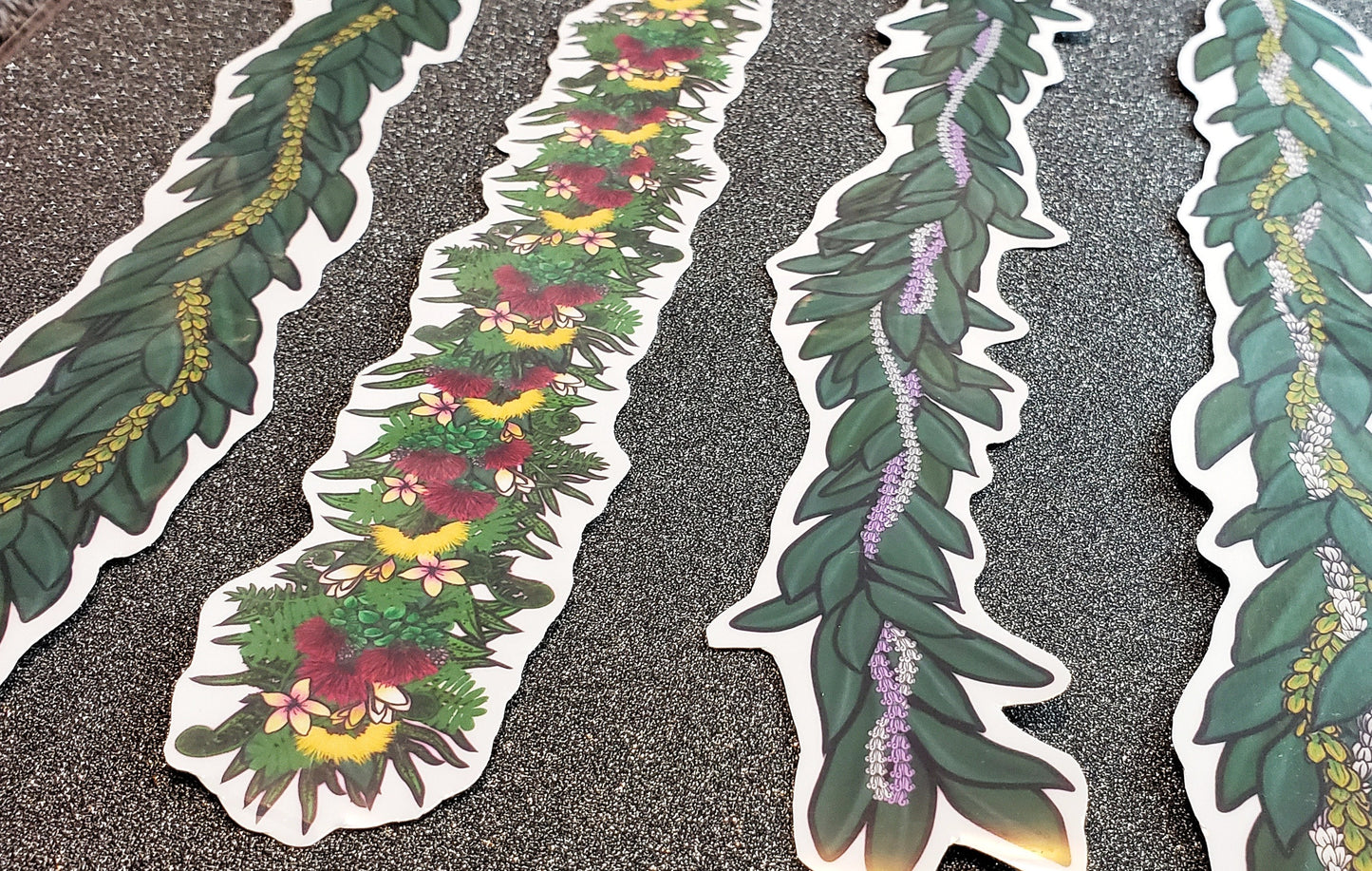 Lei Vinyl Sticker - You Choose:  Pakalana, Haku, Crown flower, Plumeria, Tuberose, Puakenikeni, Pikake - Hand-drawn, illustrated designs.