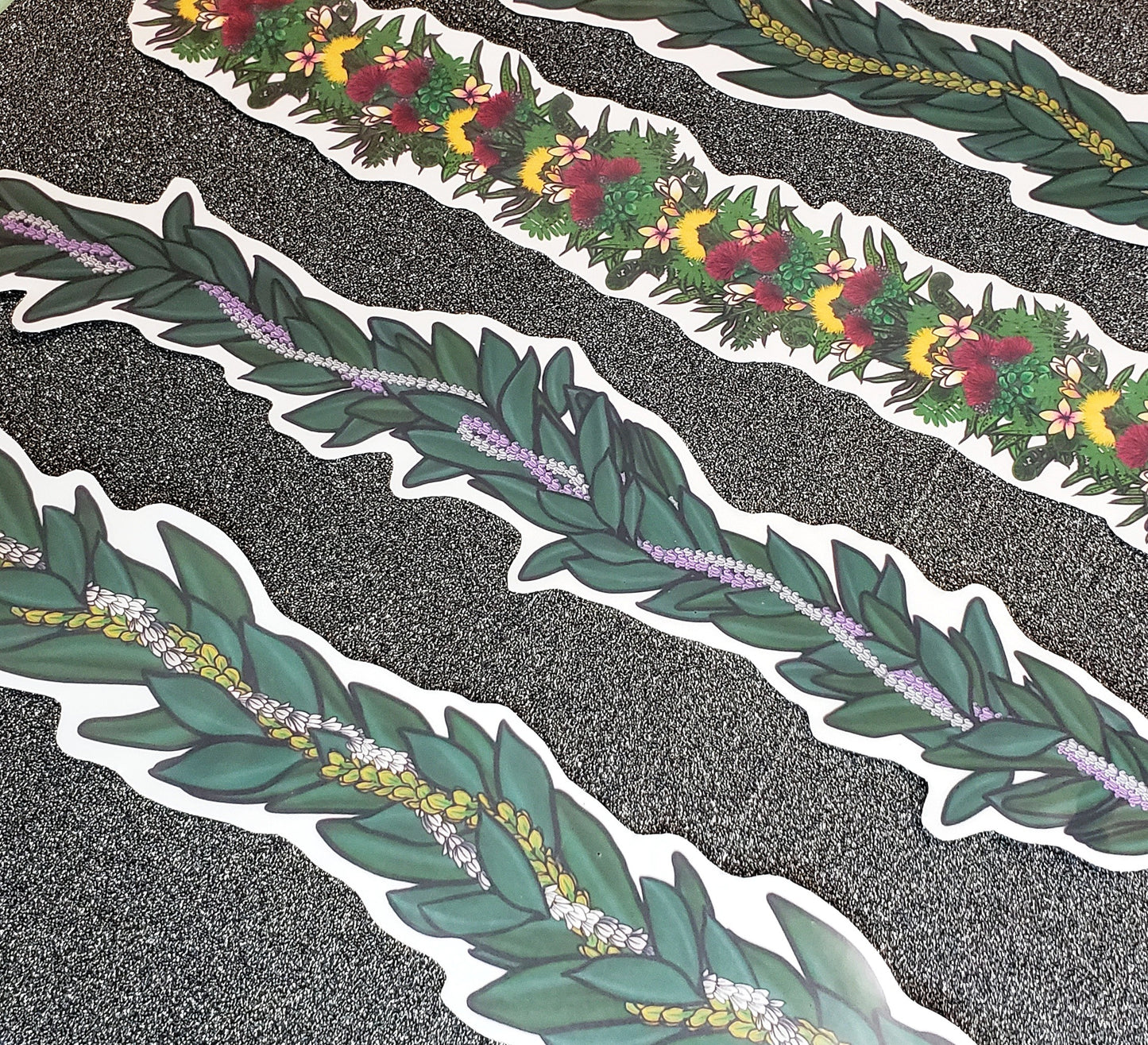 Lei Vinyl Sticker - You Choose:  Pakalana, Haku, Crown flower, Plumeria, Tuberose, Puakenikeni, Pikake - Hand-drawn, illustrated designs.