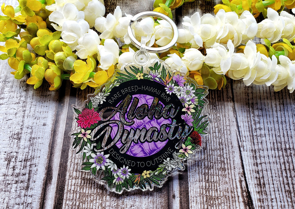 Hawaii Tropical Florals Acrylic Keychain - The Aloha Dynasty