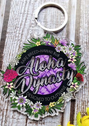 Hawaii Tropical Florals Acrylic Keychain - The Aloha Dynasty