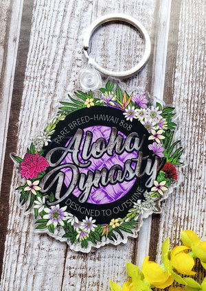Hawaii Tropical Florals Acrylic Keychain - The Aloha Dynasty