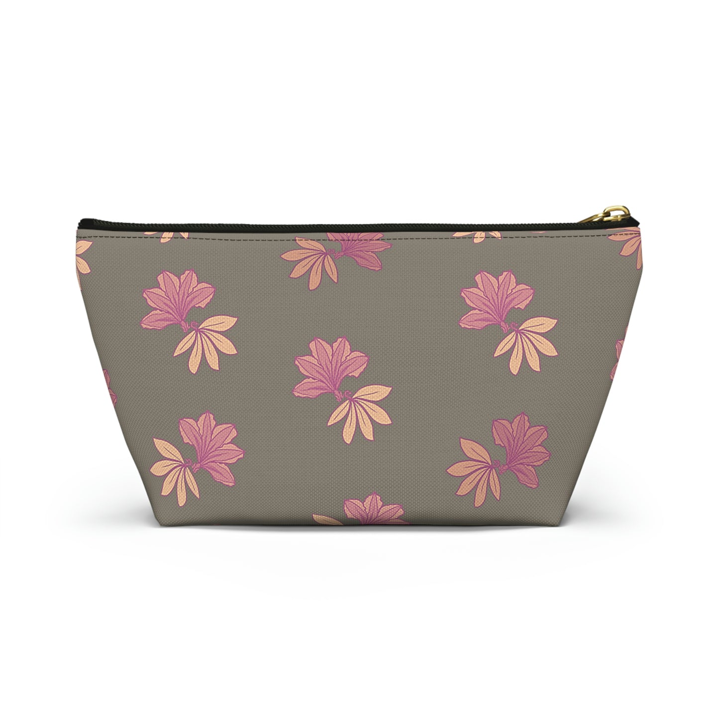 Naupaka Taupe & Pink Accessory Pouch w T-bottom