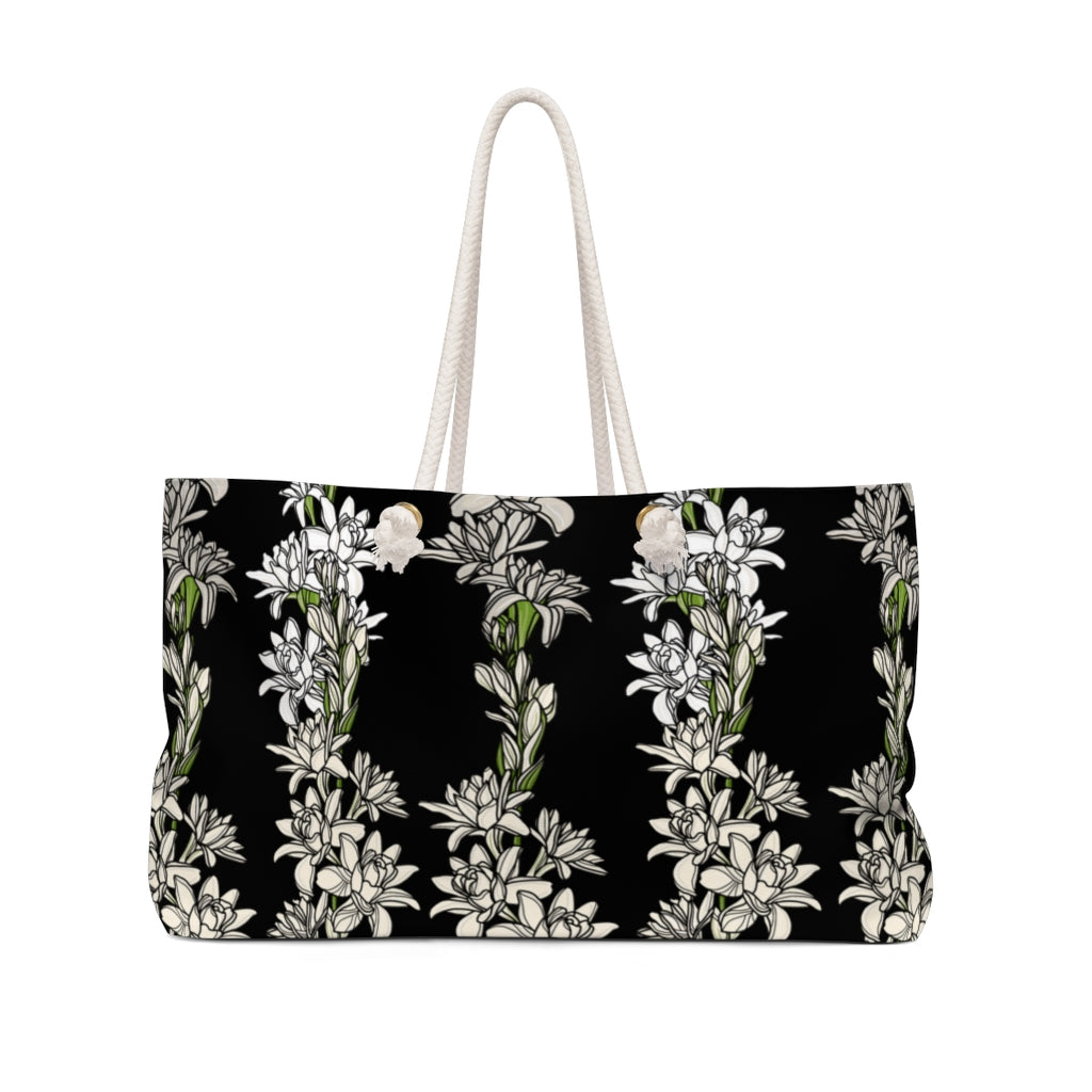 Hand-drawn and illustrated Tuberose Flower Design - Weekender Bag