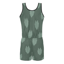 Load image into Gallery viewer, Kalo Taro Oma&#39;oma&#39;o Green Hawaiian Print Romper Vest Short Jumpsuit