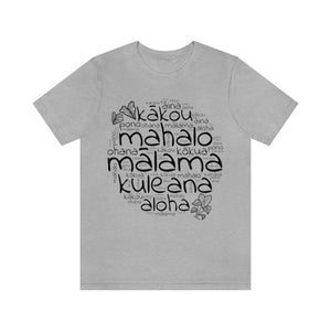 Hawaiian 'Olelo Hawai'i Kuleana with Kalo Plant T-Shirt, Unisex Jersey Short Sleeve Tee