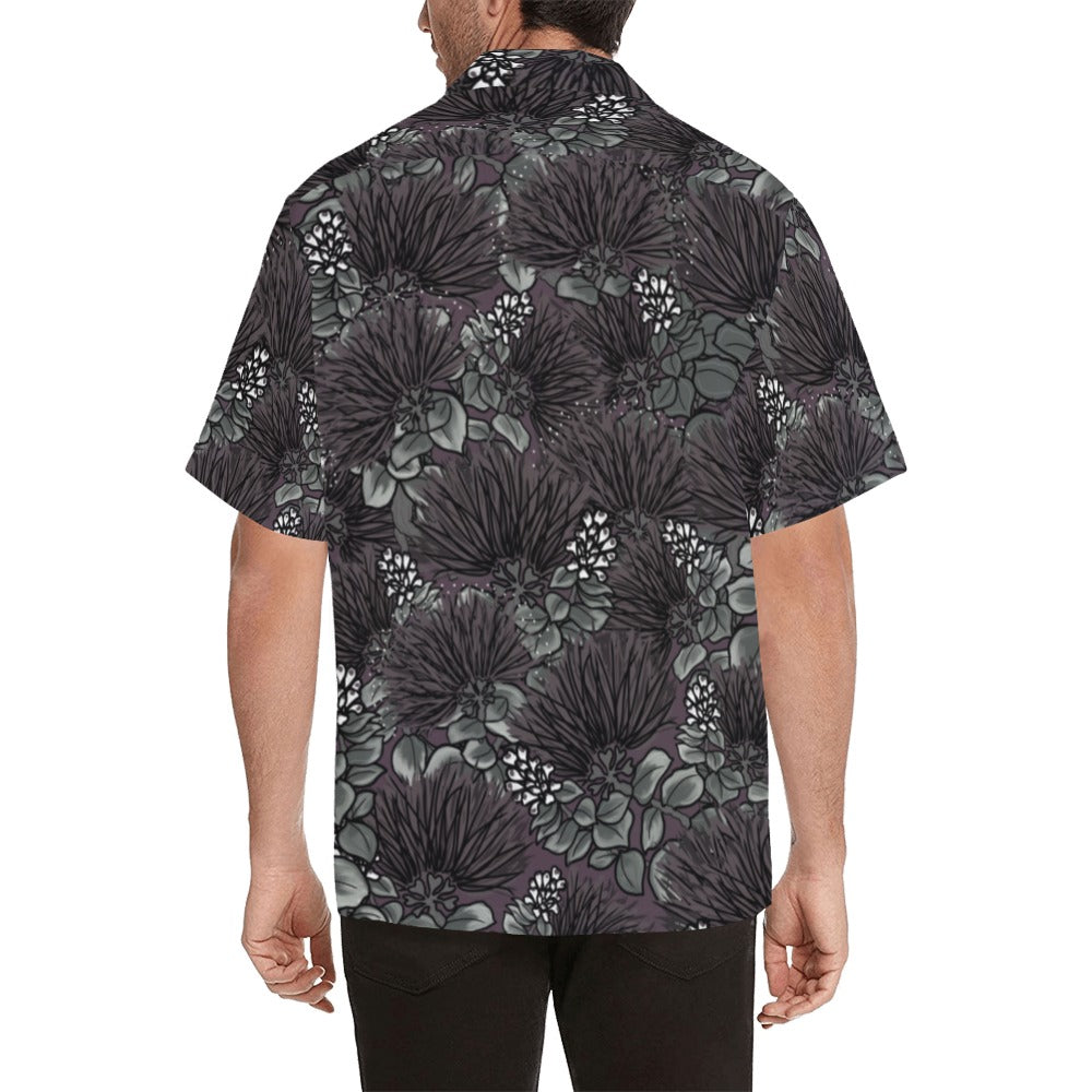 'Ohi'a Lehua Design Hawaiian Print Aloha Shirt - Purple Pink Background