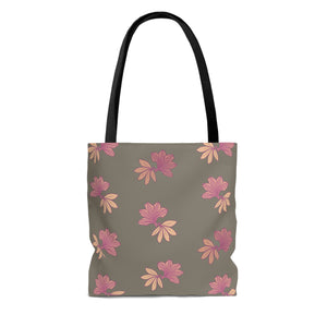 Naupaka Pua Tote Bag Pink & Taupe - Naupaka Kahakai and Naupaka Kuahiwi
