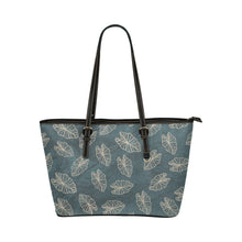 Load image into Gallery viewer, Kalo Blue Teal Watercolor Faux Leather Tote Bag /  Large
