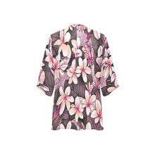 Load image into Gallery viewer, Plumeria Hawaiian Print Kimono Chiffon Cover Up - Pink Tones