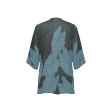 Load image into Gallery viewer, Kalo Taro Hawaiian Print Watercolor Kimono Cover Up - Blue Gray