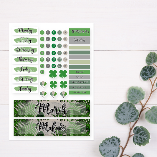 March Monthly Sticker Kit - Hawaiian Fern