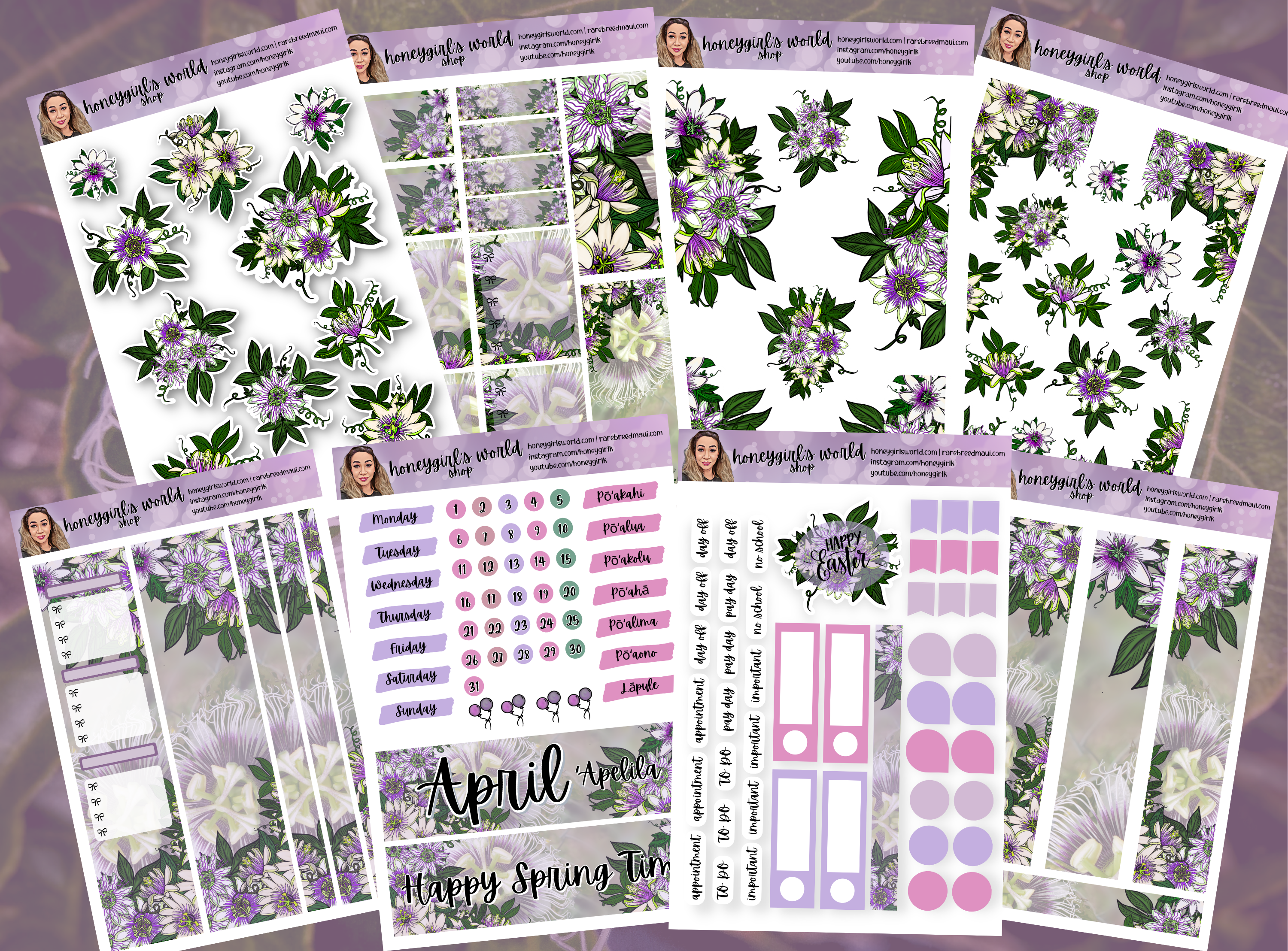 Printable Floral Stickers for Erin Condren, Happy Planner, H