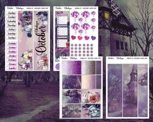 October Monthly Planner Sticker Kit - Haunted Roses- 8 Pages Total