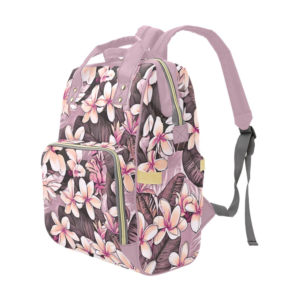 Plumeria Hawaiian Print Multi-Function Backpack