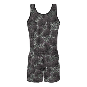 'Ohia Lehua Hawaiian Print Design Short Jumpsuit Vest Short Jumpsuit