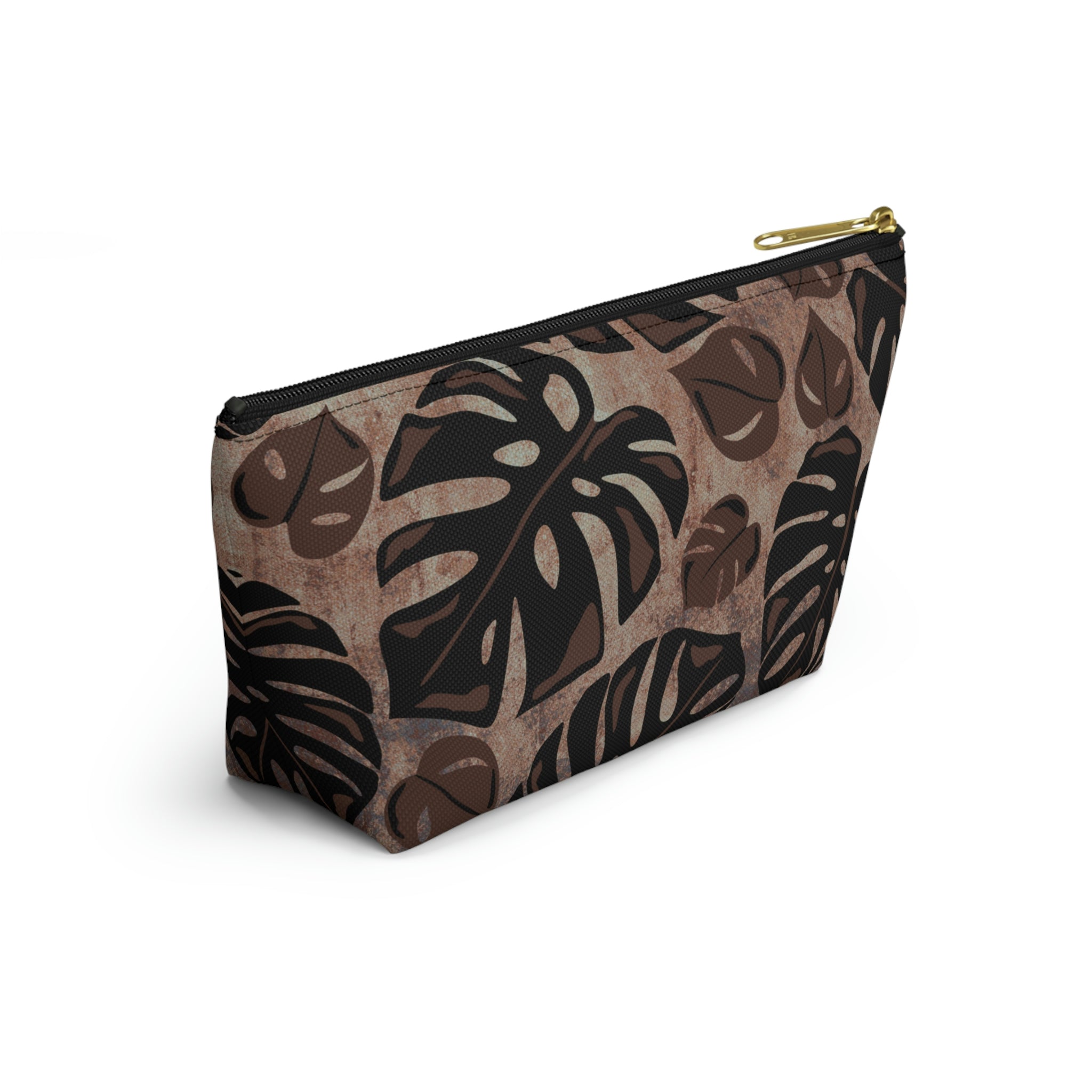 Monstera Watercolor Accessory Pouch with T-bottom