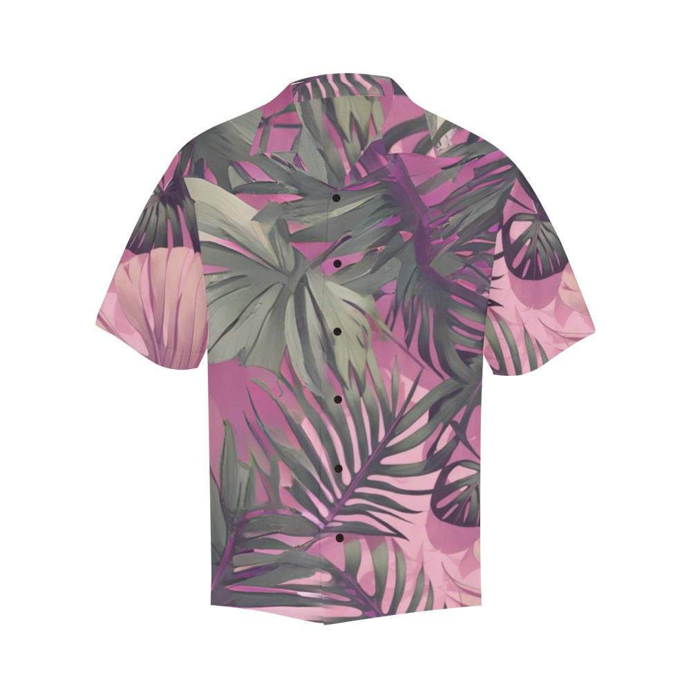 Hawaiian Tropical Print Pink Men's Aloha Shirt