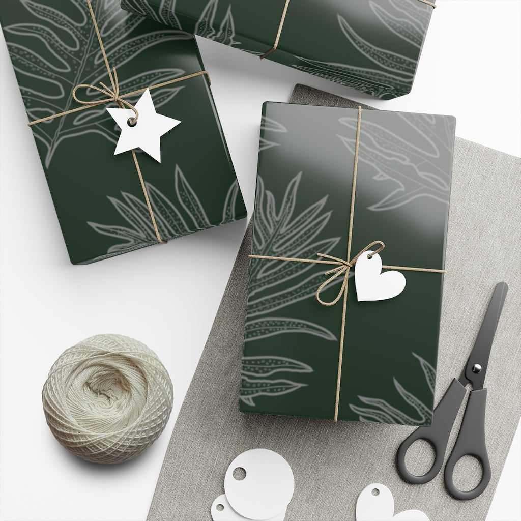 Laua'e Fern Gift Wrap Paper, 1pc - Dark Green