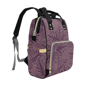 Ulu Breadfruit Hawaiian Print Purple Multi Function Backpack