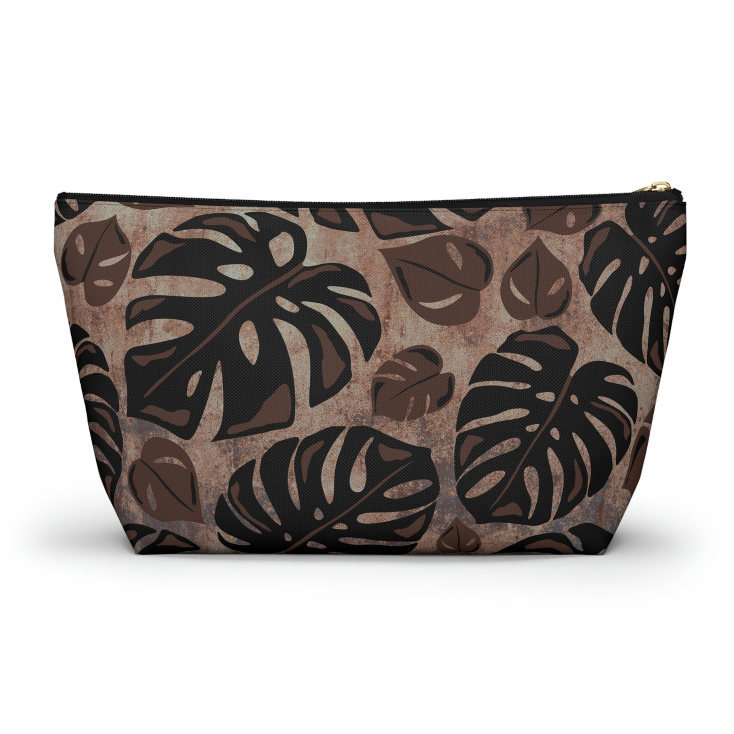 Monstera Watercolor Accessory Pouch with T-bottom