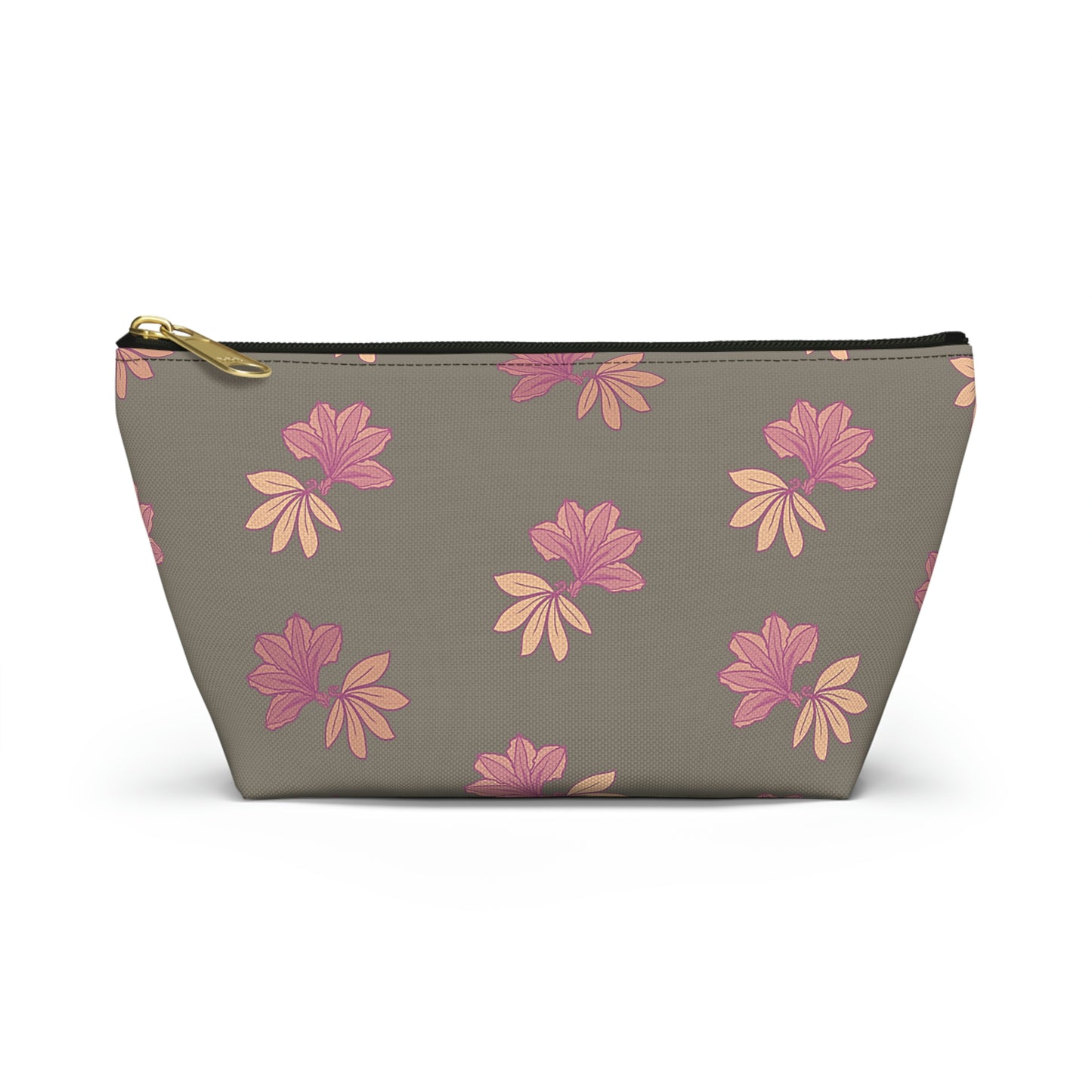 Naupaka Taupe & Pink Accessory Pouch w T-bottom