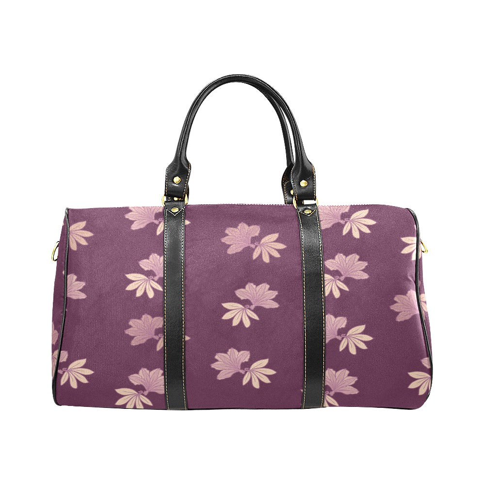 Naupaka Hawaiian Print Waterproof Travel Bag - Burgundy and Pink