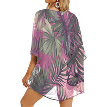 Load image into Gallery viewer, Hawaiian Tropical Print Pink Kimono Chiffon Cover Up