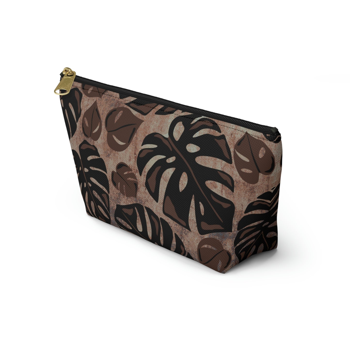 Monstera Watercolor Accessory Pouch with T-bottom