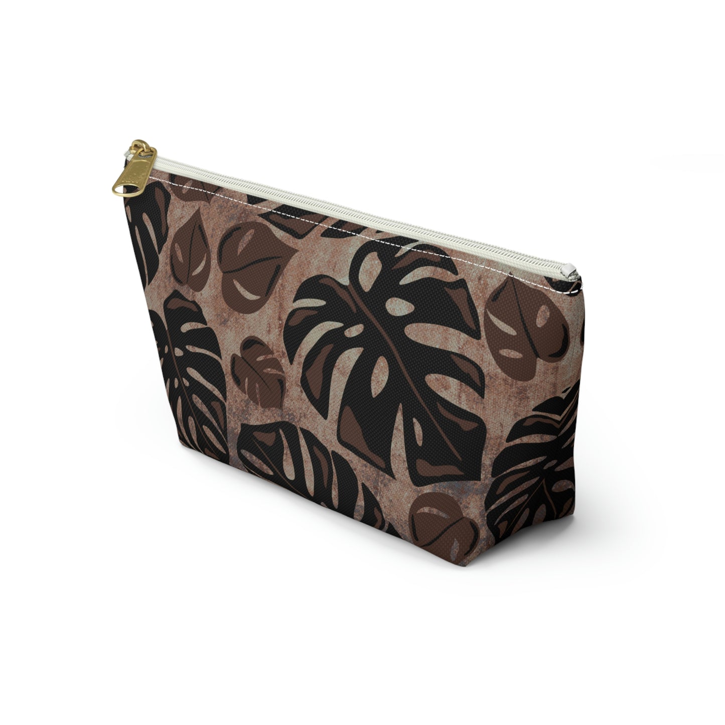 Monstera Watercolor Accessory Pouch with T-bottom