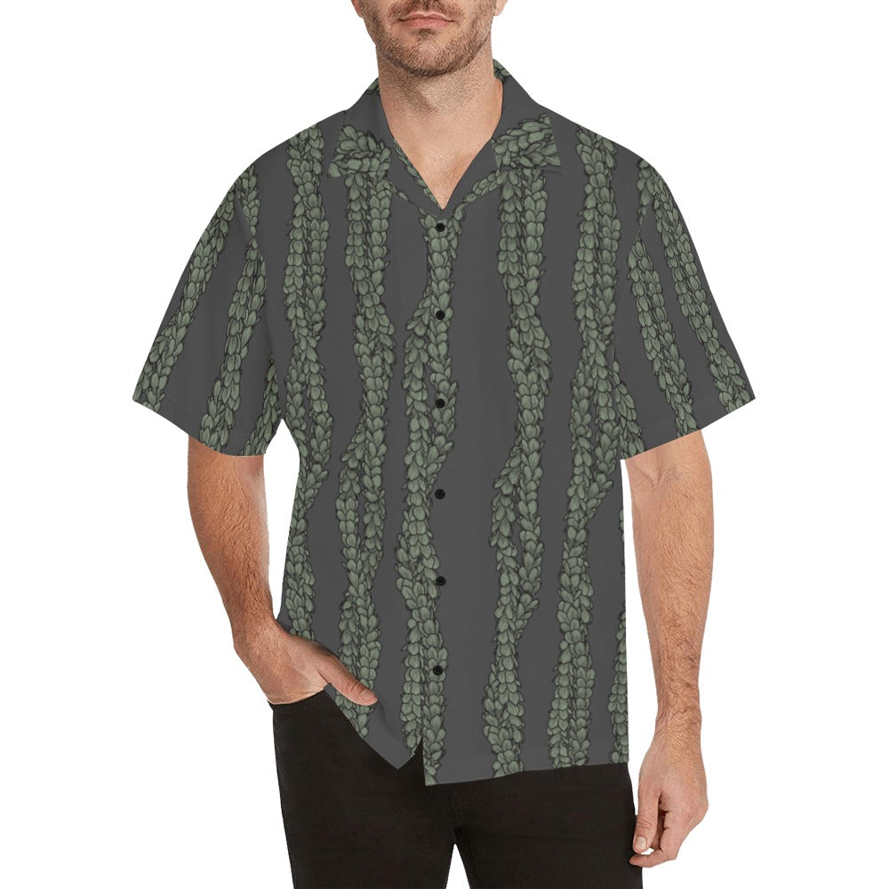 Pakalana Lei Hawaiian Print Men's Aloha Shirt - Gray Hawaiian Shirt