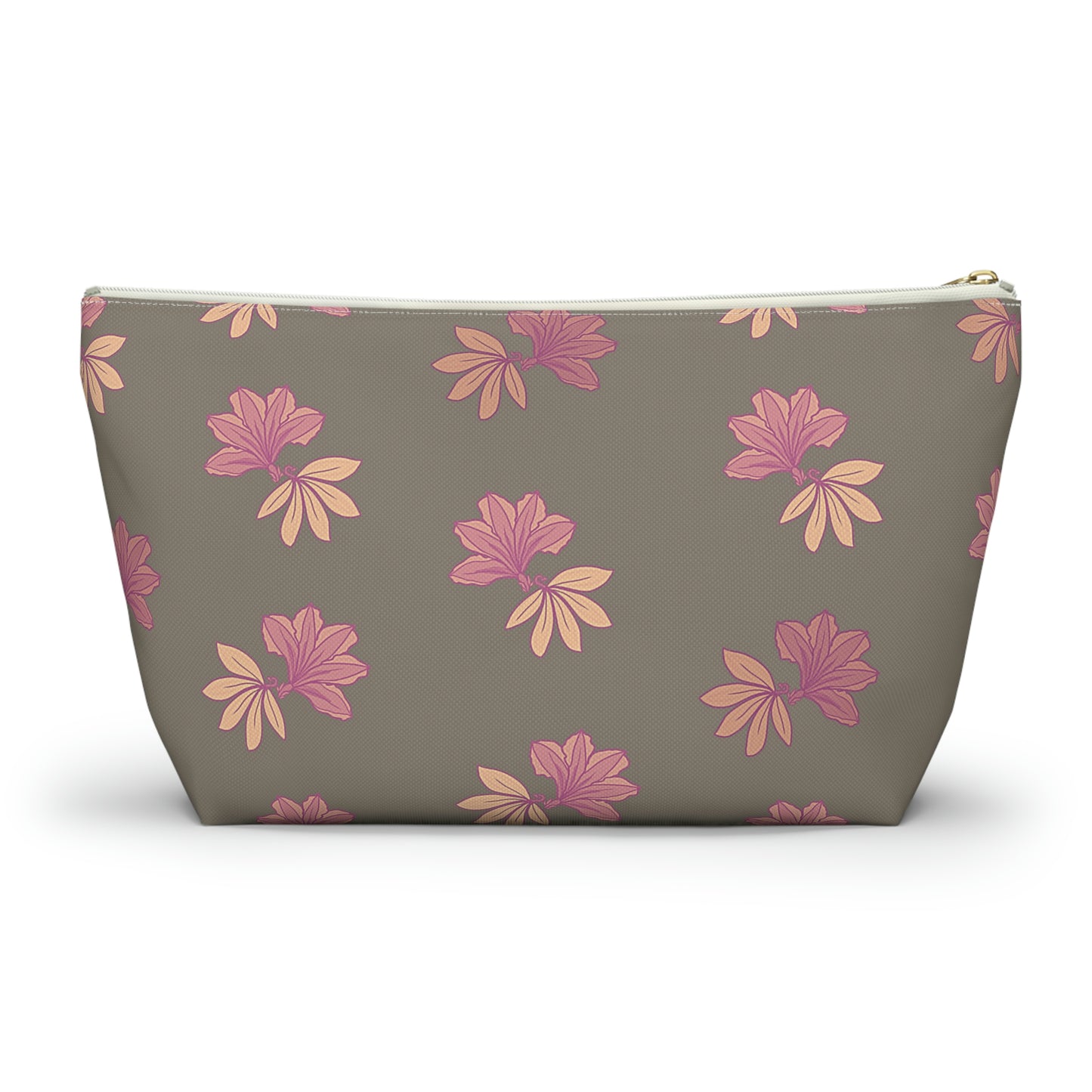 Naupaka Taupe & Pink Accessory Pouch w T-bottom