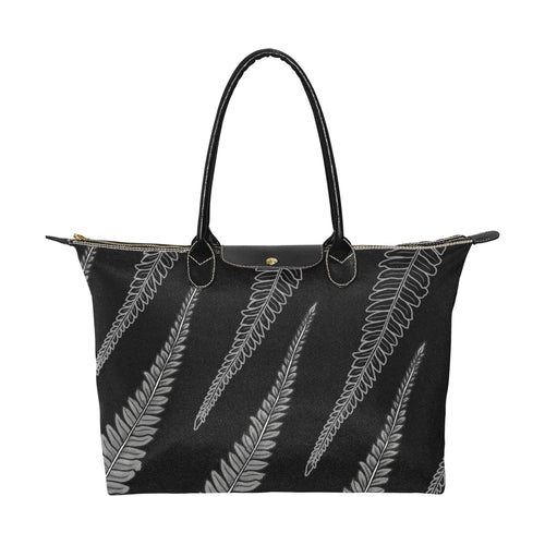 Hapu'u Fern Black and Gray Hawaiian Print Single-Shoulder Handbag