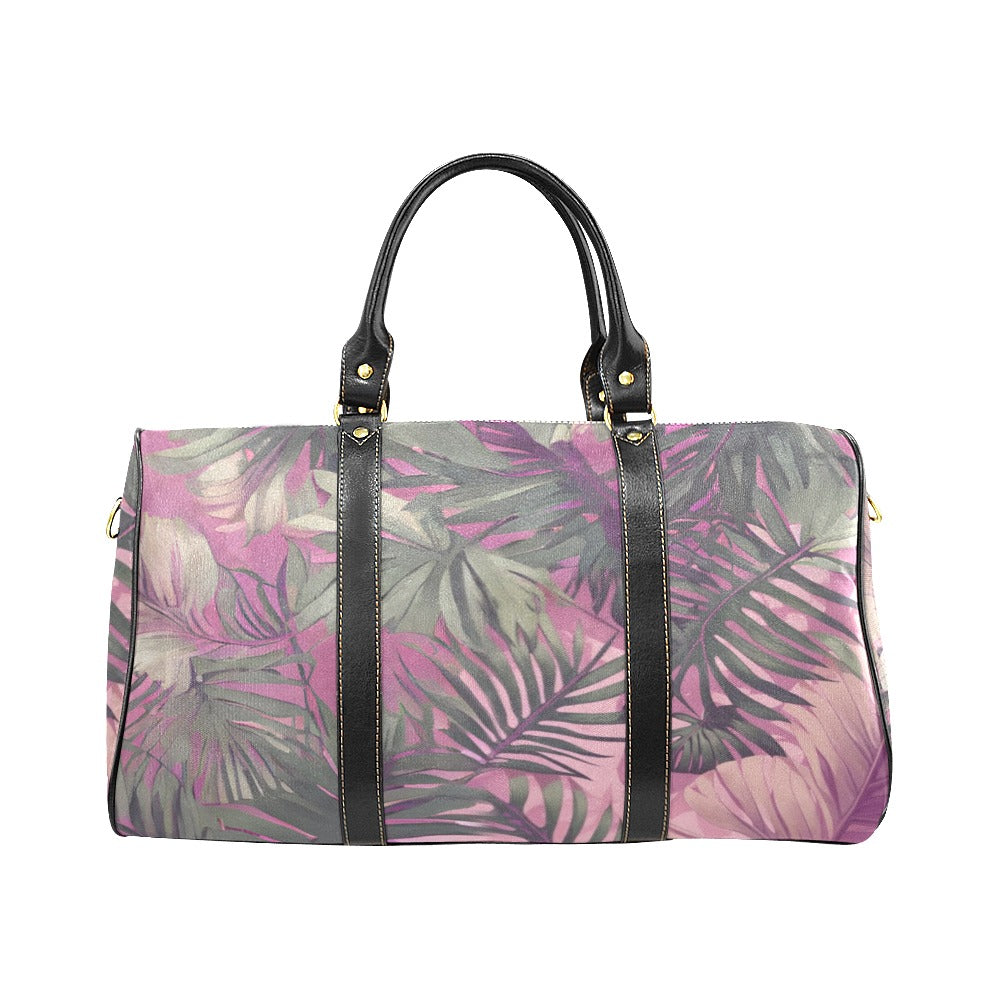 Hawaiian Tropical Print Pink Water-Resistant Travel Duffle Bag - Large